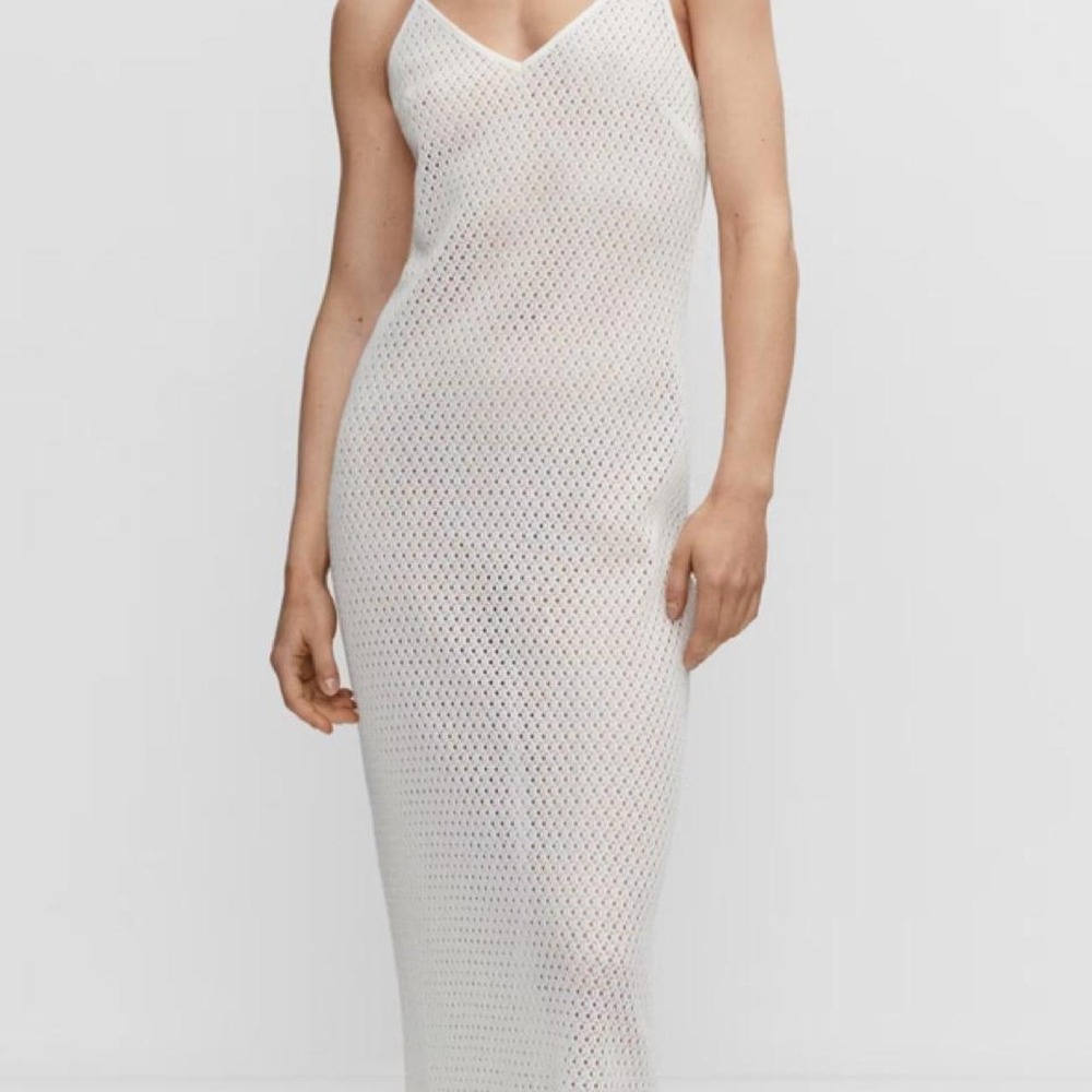 Mango Long Openwork Knitted Dress size XS NWT